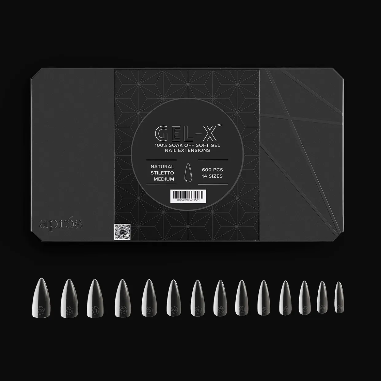 Apres Gel-X Natural Stiletto Medium Box of Tips 2.0, 600 pcs.