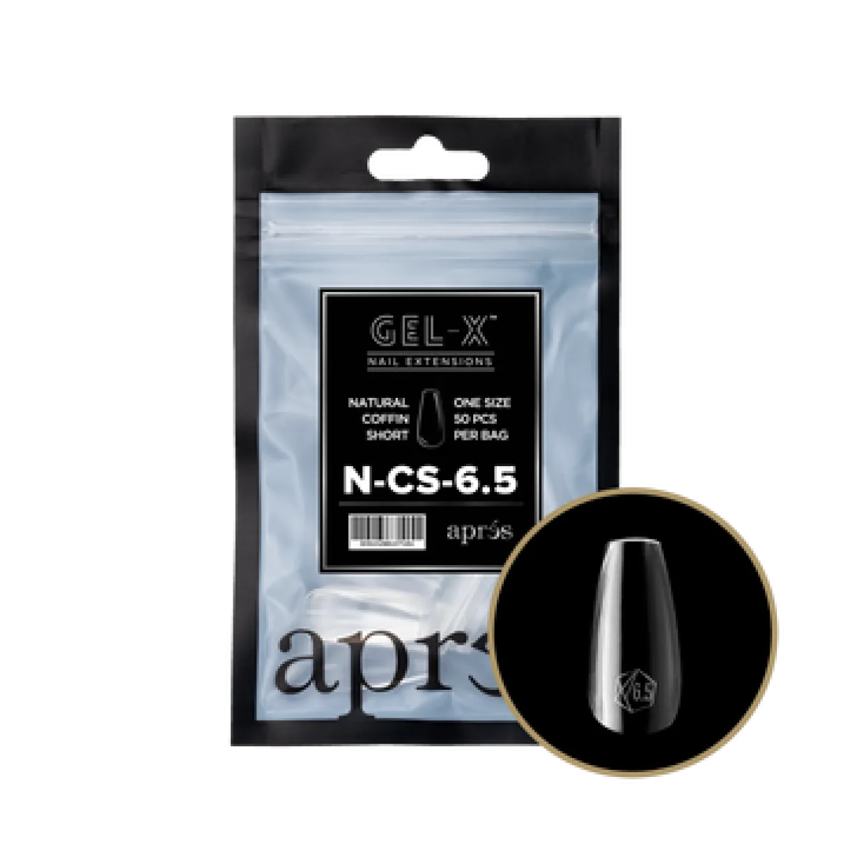 Apres Gel-X Refill Tips Natural Coffin Short - Size 6.5, 50 pcs.