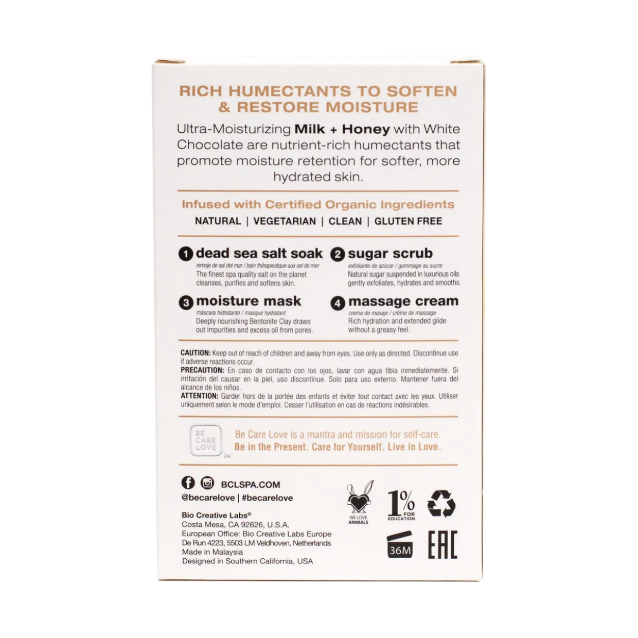 BCL Spa Milk + Honey Complete 4-Step System, Single Use Packet Box
