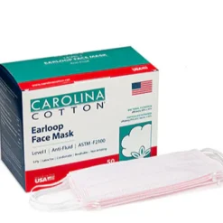 Carolina Cotton Pink Earloop Face Masks, 50 ct., Made in USA - Case Pack of 6 Boxes