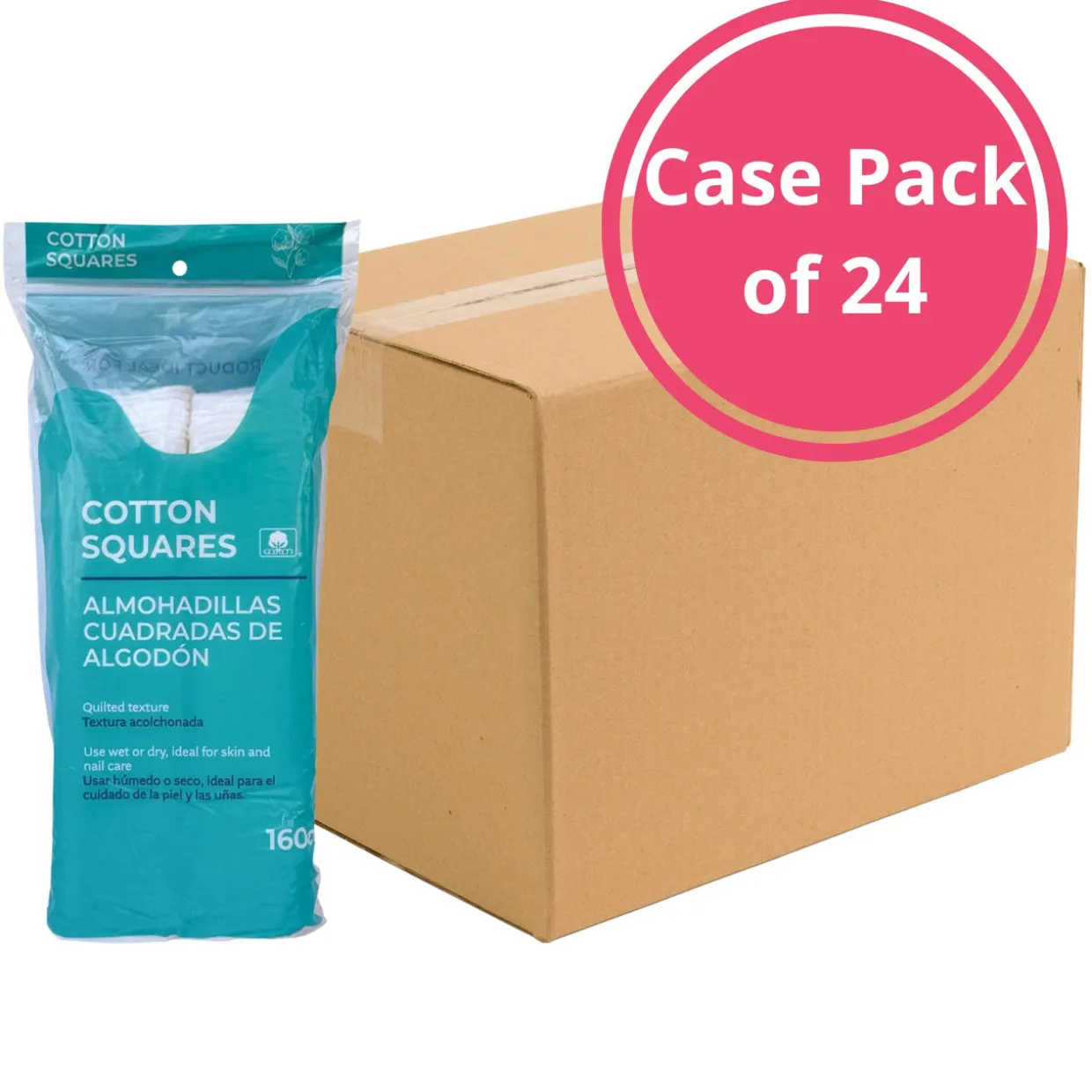 Carolina Cotton Standard Cotton Squares, 160 ct. - Case Pack of 24 Bags
