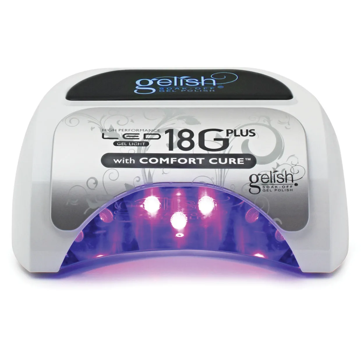Gelish 18G Plus LED Light with Red Shimmer Soak-Off Gel Polish + Top and Base Coats