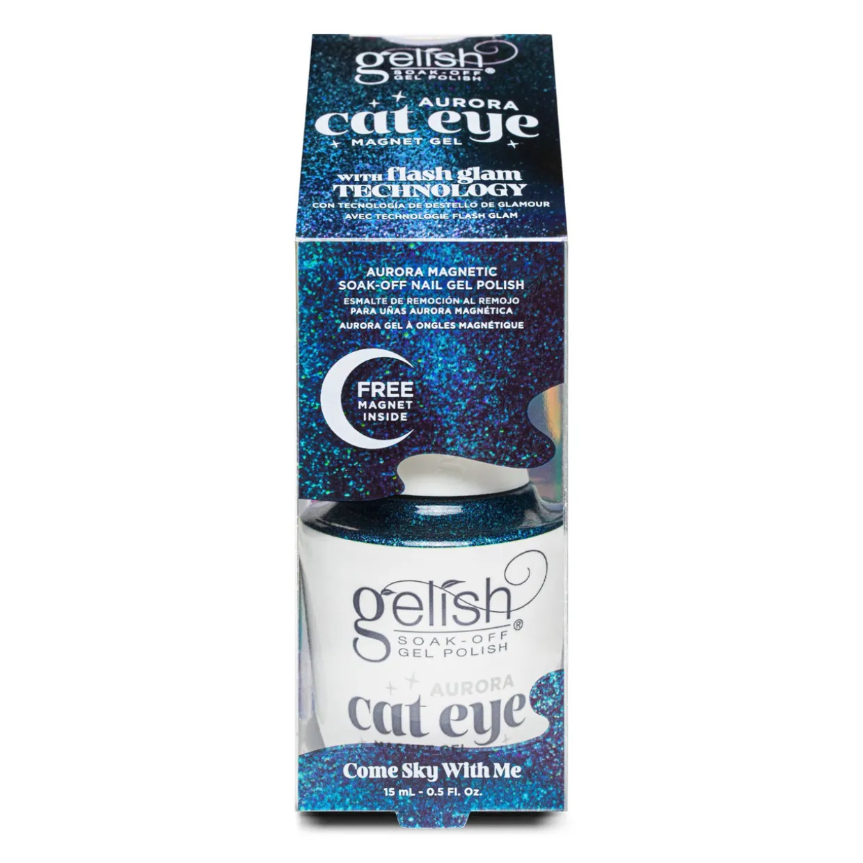 Gelish Aurora Cat Eye Magnetic Soak-Off Gel Polish "Come Sky With Me", Blue Swirl Effect, 15 mL | .5fl oz - 1110568