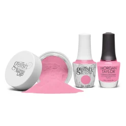 Gelish "Bed Of Petals" Trio, Bright Pink Crème - Includes Gel Polish, Lacquer, and Dip
