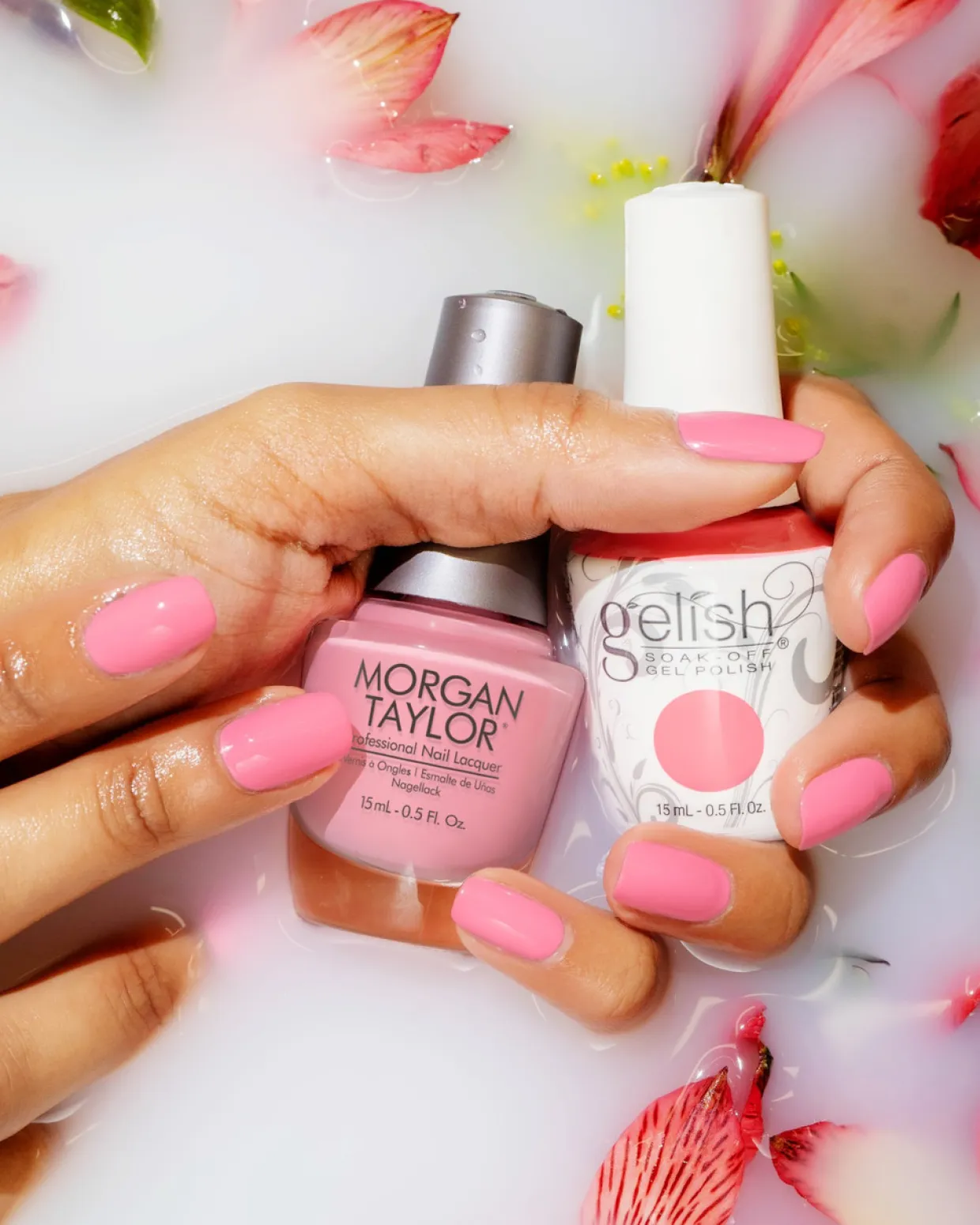 Gelish "Bed Of Petals" Trio, Bright Pink Crème - Includes Gel Polish, Lacquer, and Dip