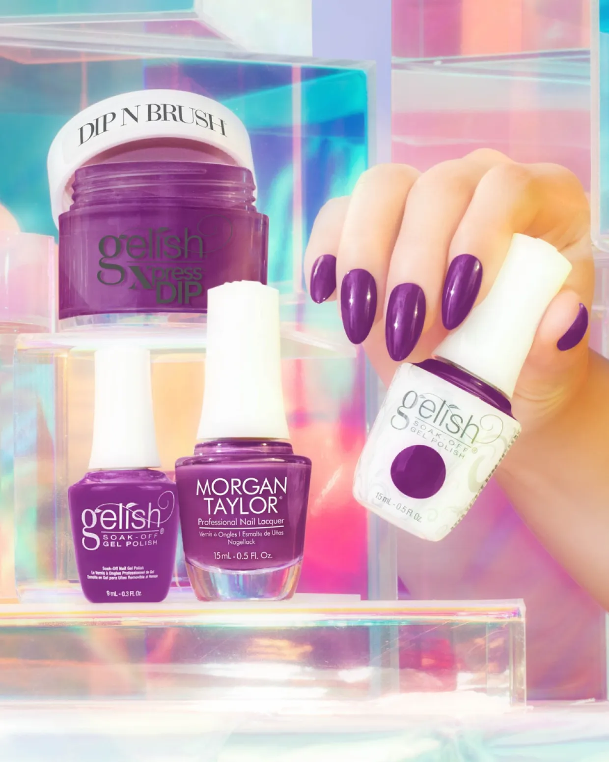 Gelish "Berrylicious Bliss" Trio- Includes Gel Polish, Lacquer and Dip- Light Grape Cr�me