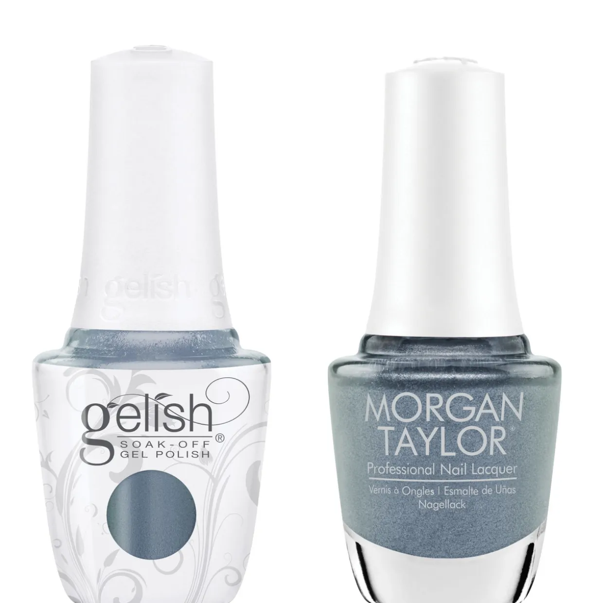 Gelish "Blue Moon Bloom" Duo- Includes Gel Polish and Lacquer - Steel Blue Pearl