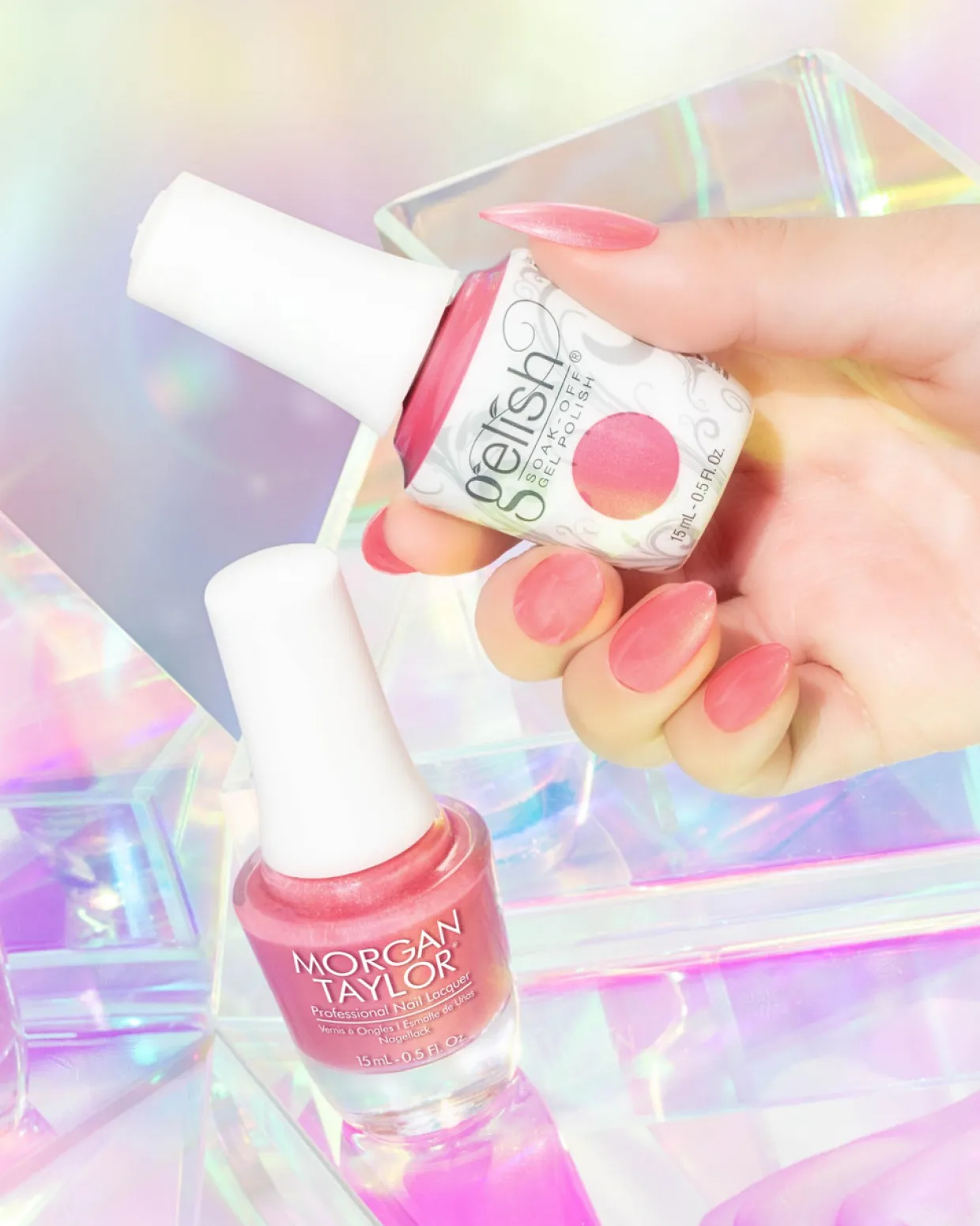 Gelish "Citrus Halo" Duo- Includes Gel Polish and Lacquer - Coral Pink Pearl