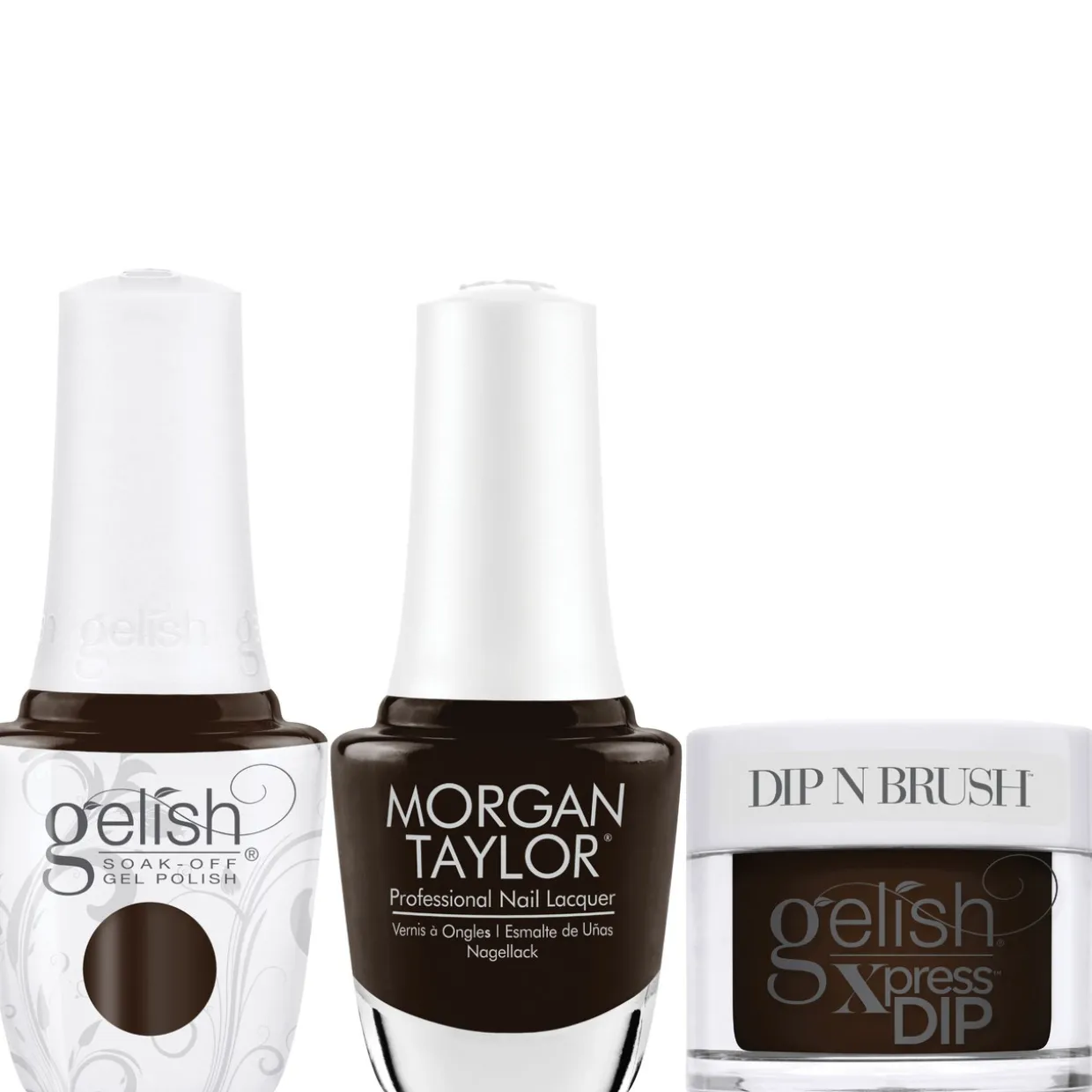 Gelish "Dark Empress" Trio- Includes Gel Polish, Lacquer and Dip - Dark Cocoa Cr�me