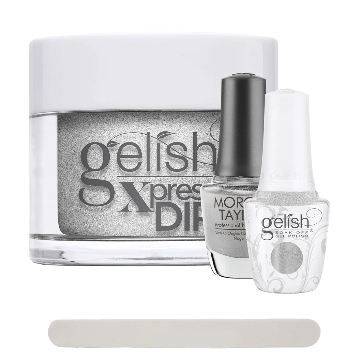 Gelish Disney Villains "Fashion Above All" 3 pc. Trio - Soak-Off Gel Polish, Lacquer, and Dip - Silver Metallic