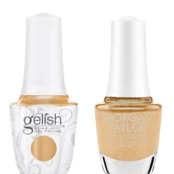 Gelish "Give Me A Bubbly" Duo- Includes Gel Polish and Lacquer - Champagne Peach Pearl