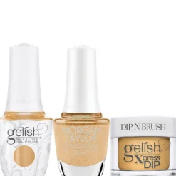 Gelish "Give Me A Bubbly" Trio- Includes Gel Polish, Lacquer and Dip - Champagne Peach Pearl