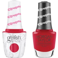 Gelish "I Totally Paused" Duo, Red Punch Creme - Includes gel polish and lacquer