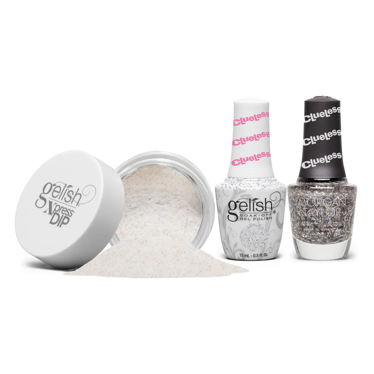 Gelish "Oops, My Bad" Trio, Shattered Glass Glitter Overlay - Includes gel polish, lacquer, and dip