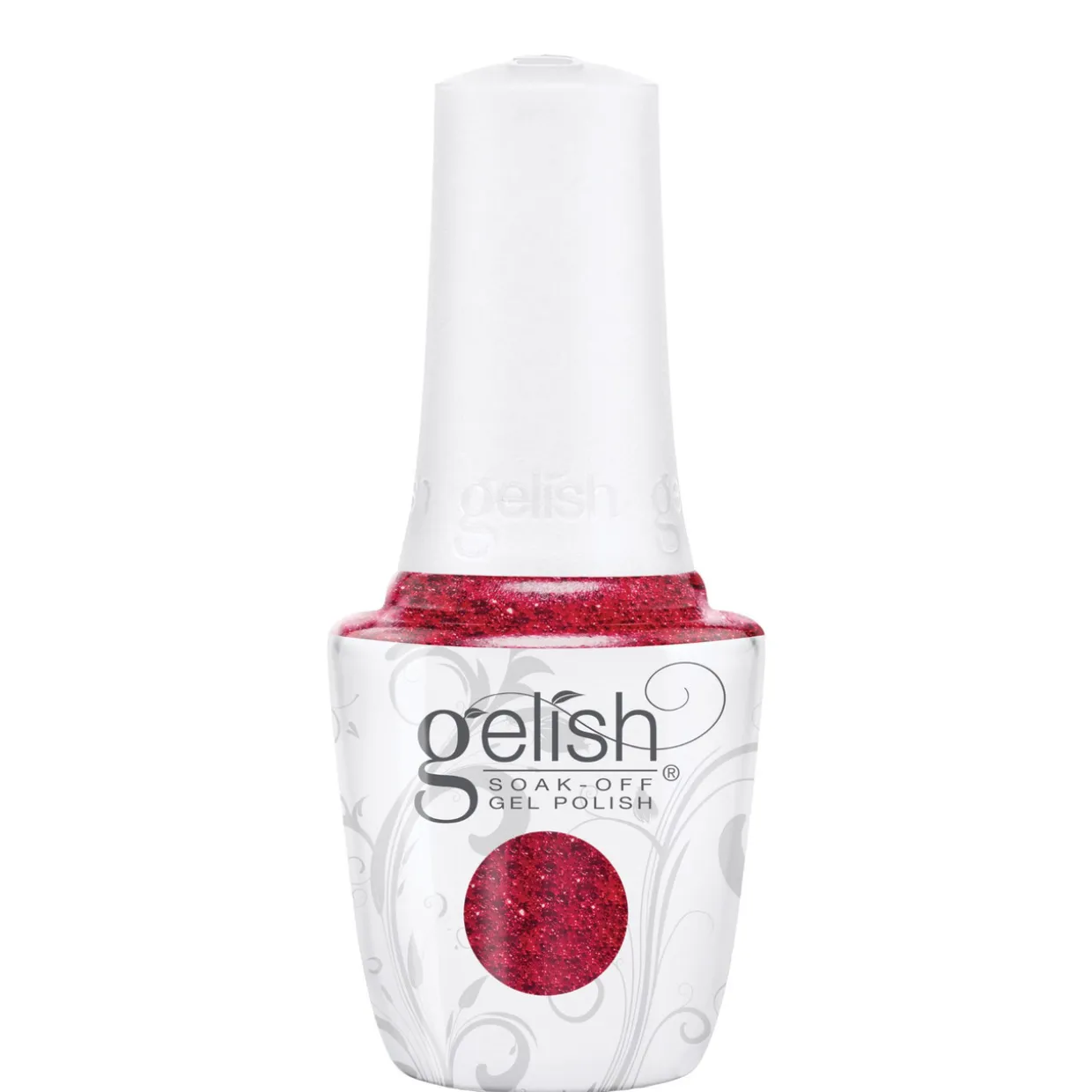 Gelish "Poinsettia Stardust" Duo- Includes Gel Polish and Lacquer - Ruby Red Glitter