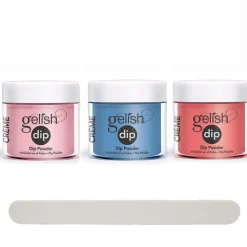 Gelish Professional Quality Nail Dip Powder Set of 3 Colors with Free Nail File - Brights Collection