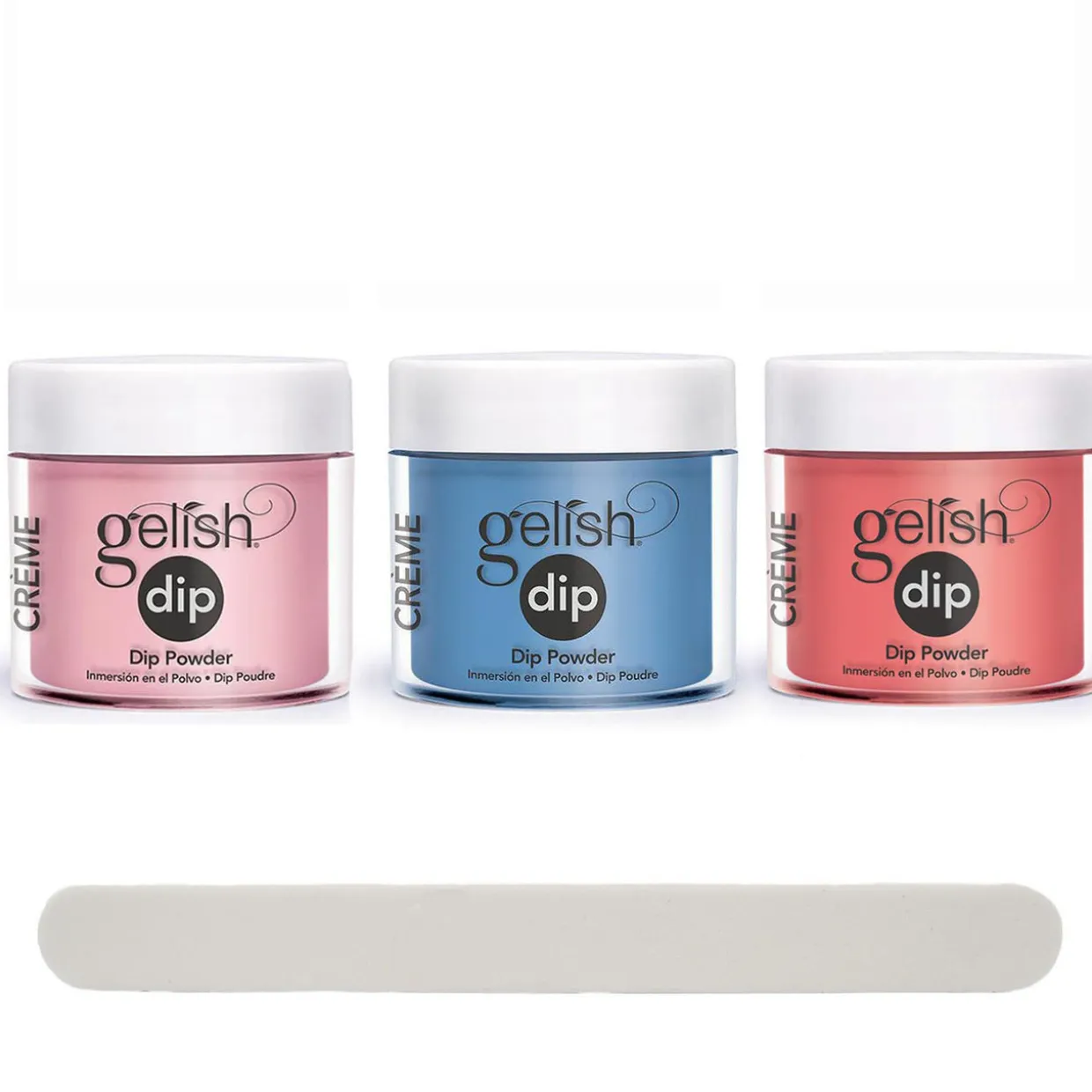 Gelish Professional Quality Nail Dip Powder Set of 3 Colors with Free Nail File - Brights Collection