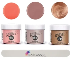 Gelish Professional Quality Nail Dip Powder Set of 3 Colors with Free Nail File - Bronzed Collection