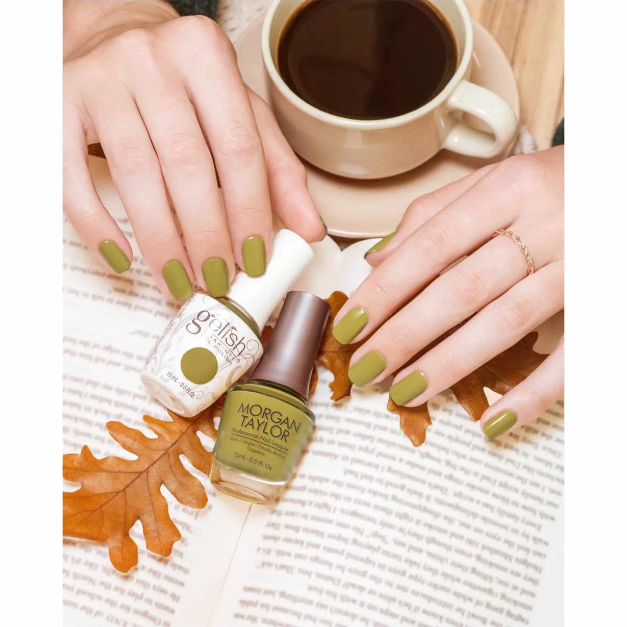 Gelish Soak-Off Gel Polish "Lost My Terrain of Thought", Moss Green Creme, 15 mL | .5 fl oz - Change of Pace Collection