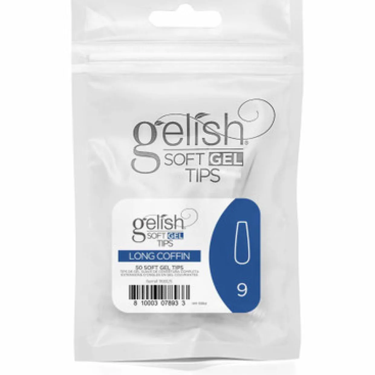 Gelish Soft Gel Tips, Long Coffin Size 9, 50 ct. Refill