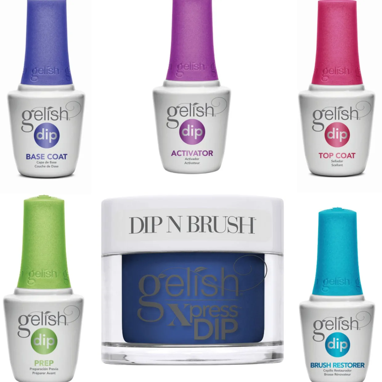 Gelish Summer Collection "Let's Roll" Xpress Dip n Brush "Hold Me Tighter" Kit, 6 pc Bundle, Includes dip liquids