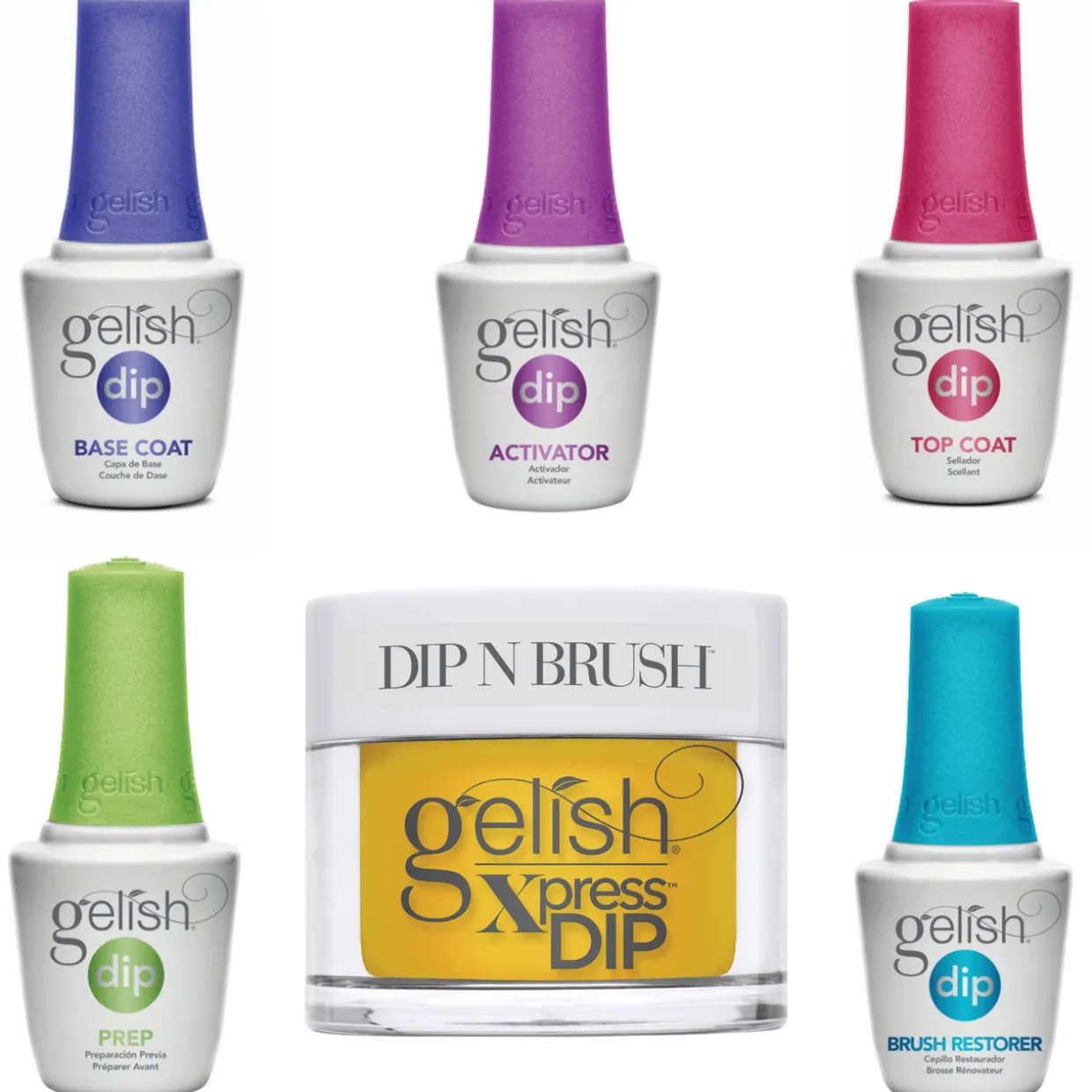 Gelish Summer Collection "Let's Roll" Xpress Dip n Brush "Do The Tangle", 6 pc Bundle