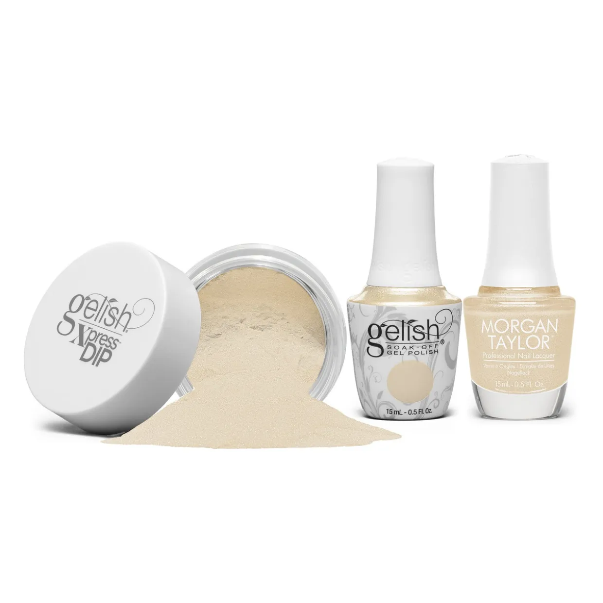 Gelish "Sunburst Your Bubble" Trio- Includes Gel Polish, Lacquer and Dip - Soft Yellow Pearl
