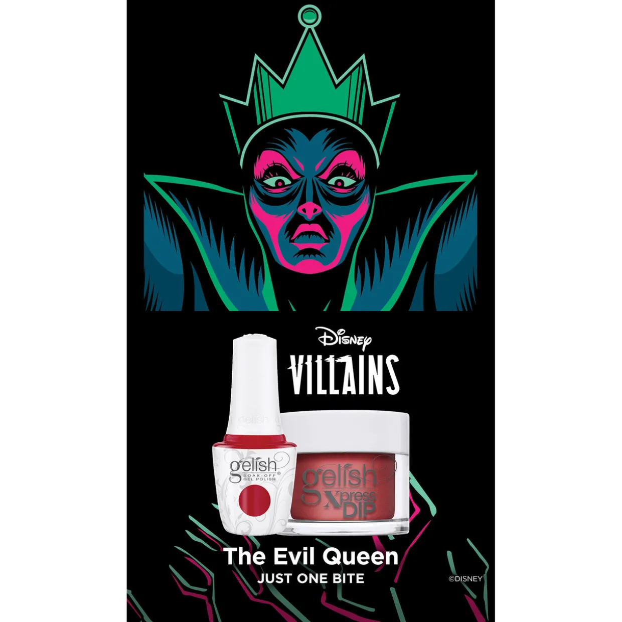 Gelish Xpress Dip "Just One Bite" Disney Villains Collection, 1.5 oz. - Candy Apple Red Shimmer