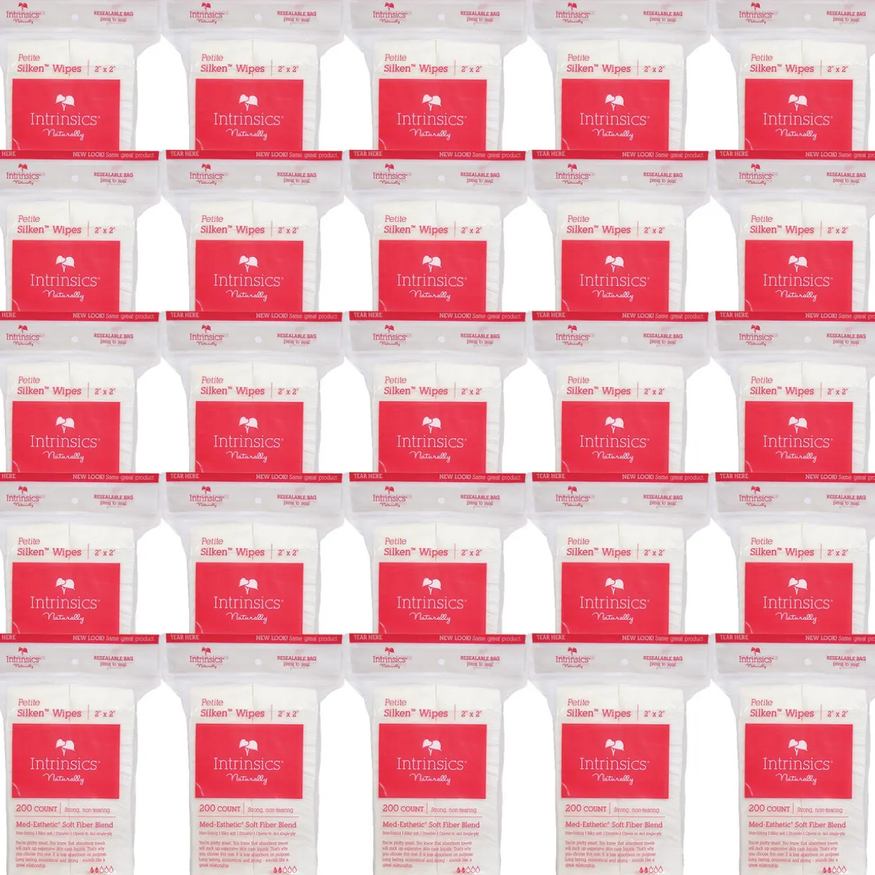 Intrinsics - Petite Silken™ Wipes, 2”x2”, Case Pack of 25 Bags, 200 ct. ea. 4-ply blend of soft fibers