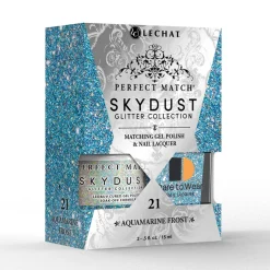 LeChat "Aquamarine Frost" - Perfect Match Sky Dust Collection Duo Set Lacquer & Gel - SDMS21, 15 mL | .5 fl. oz