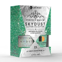 LeChat "Green Adventurine" - Perfect Match Sky Dust Collection Duo Set Lacquer & Gel - SDMS23, 15 mL | .5 fl. oz