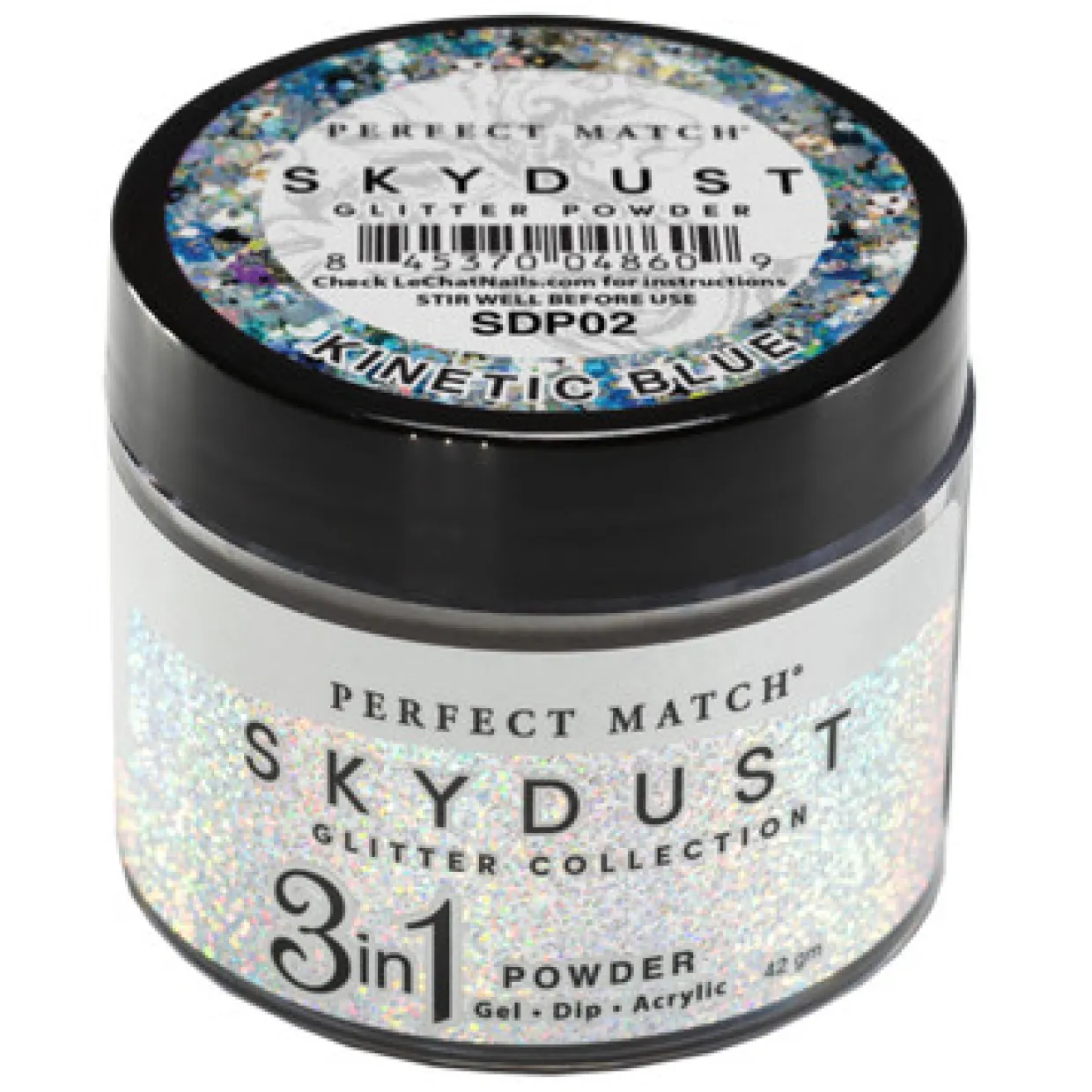 LeChat "Kinetic Blue" - Perfect Match Sky Dust Collection 3-in-1 Dip Powder, 42g - SDP02, 43 g