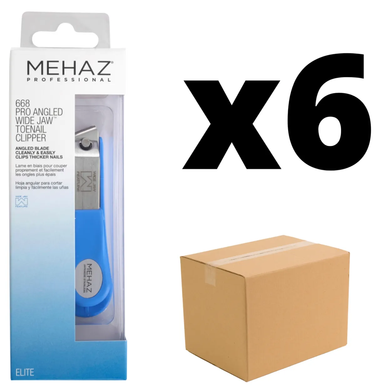 Mehaz Professional Angled Straight Wide Jaw Toenail Clipper Case Pack Of 6
