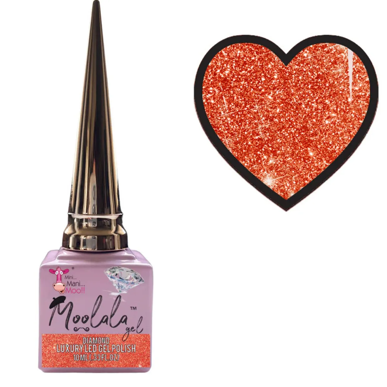 Moolala™ Diamond Luxury Gel Polish, Coral, 10 mL