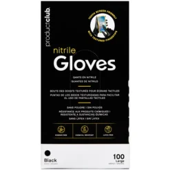 Product Club Disposable Black Nitrile Gloves, Size Large, 100 ct.