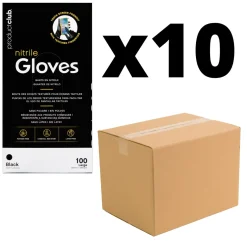 Product Club Disposable Black Nitrile Gloves, Size Large, Case Pack of 10 Boxes