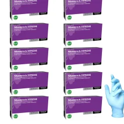 Shamrock Supreme Blue Nitrile Exam Gloves, Powder Free, Textured, Size Small, Case Pack of 950 Gloves