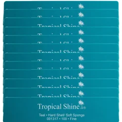 Tropical Shine Hard Shell Soft Sponge 100 Grit, Teal- Case Pack of 12