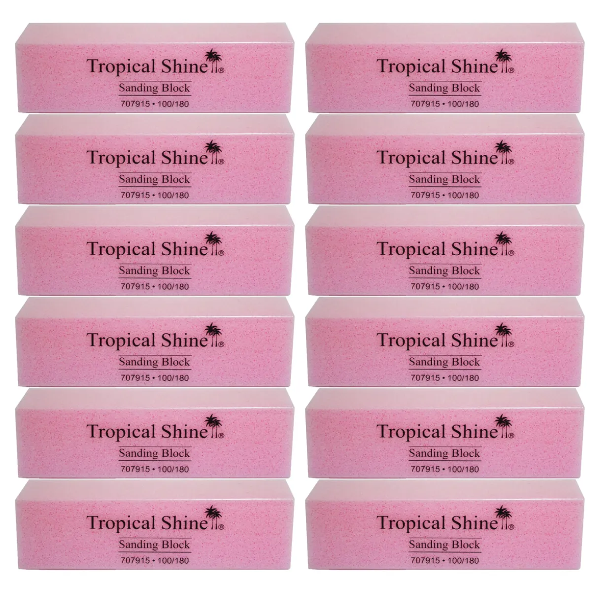 Tropical Shine Pink Sanding Block 100/ 180 Grit (Coarse/ Medium)- Case Pack of 12