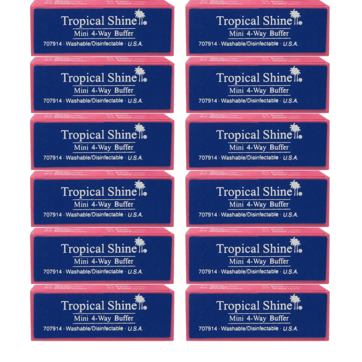 Tropical Shine 4-Way Buffer Mini-Block (Medium/Fine - Smooth/Shine) Block Size: - 1" x 1" x 3"- Case Pack of 12